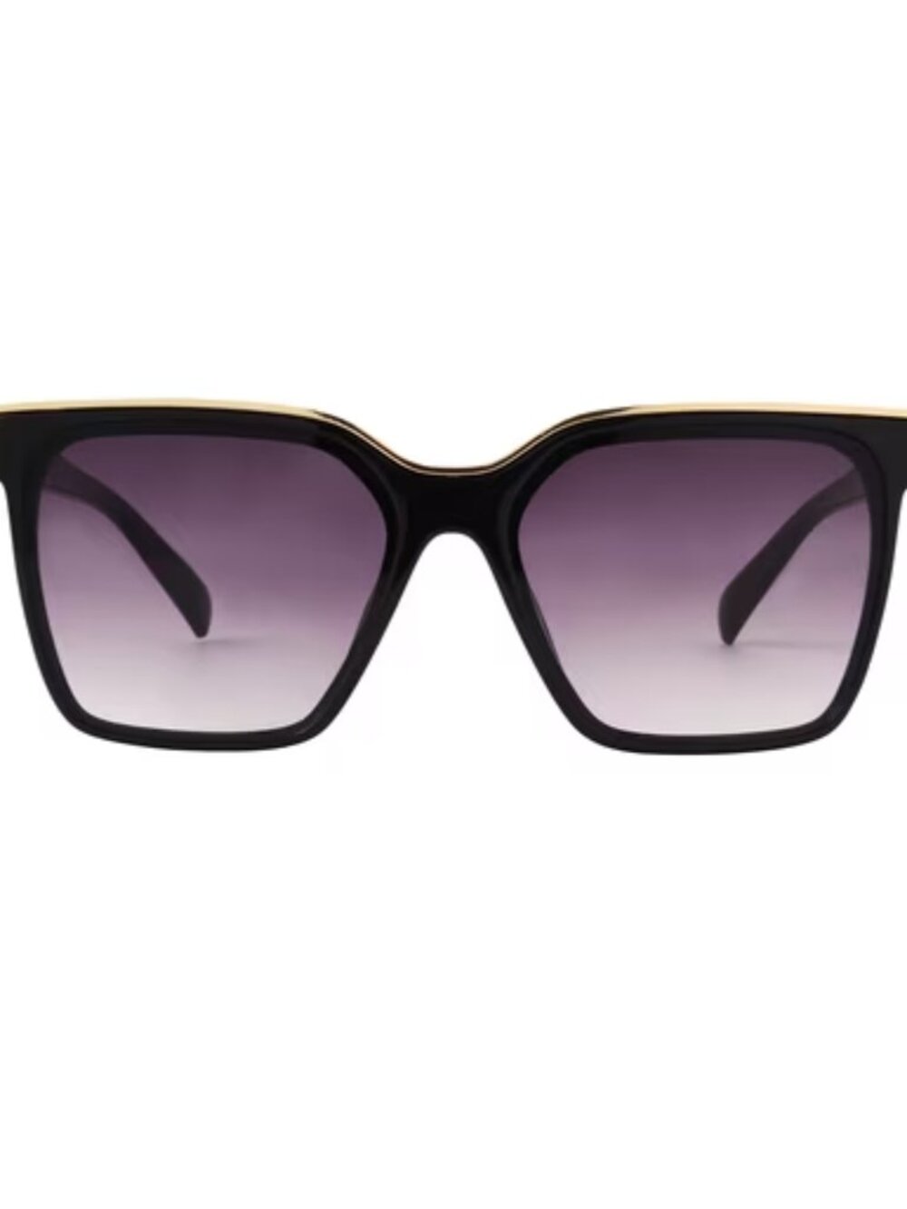 Foster Grant Square Oversized Women's Sunglasses in Black with Gold Tone Accent